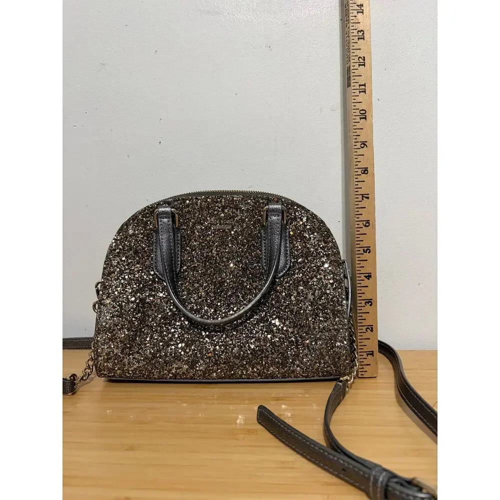 Kate Spade Glimmer Small Satchel Gold Glitter Crossbody Holiday Party Purse